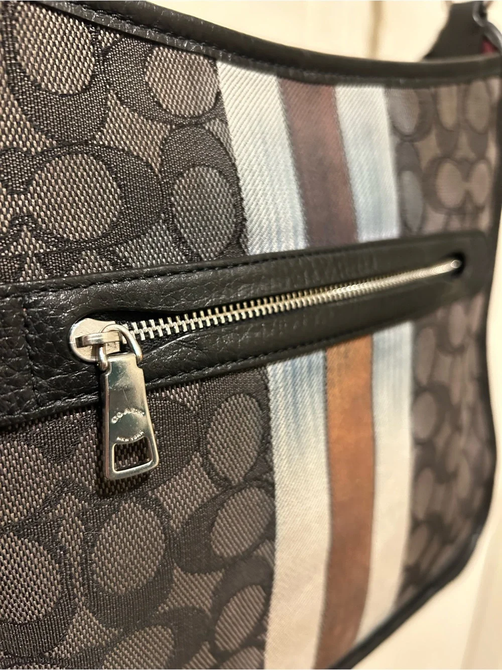 Coach Dempsey File Bag CA195 Signature Jacquard Stripe Crossbody